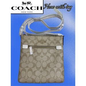 COACH Mini Rowan File Bag Signature Canvas Light Khaki Chalk
